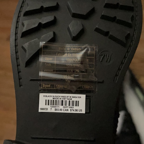 Torrid Boots NWT Black Sweater Trimmed Knee High Slouch Boot 7W - Picture 7 of 13